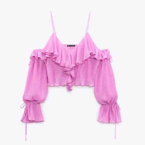 ZARA Ruffled Pleated Top - Picture 5 of 6